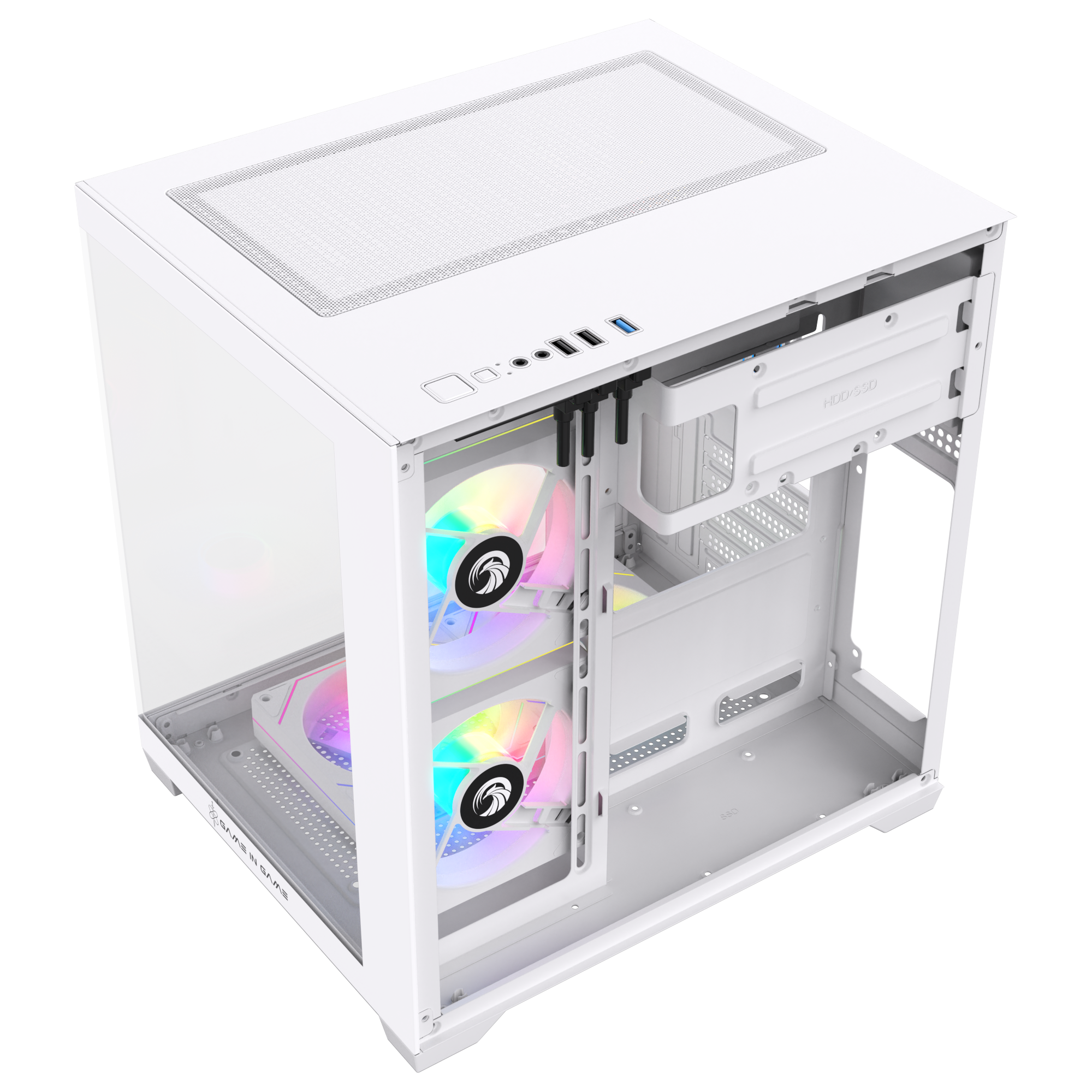 Game İn Game Cool Beyaz 5x12cm Argb Fanlı M.atx Akvaryum Kasa