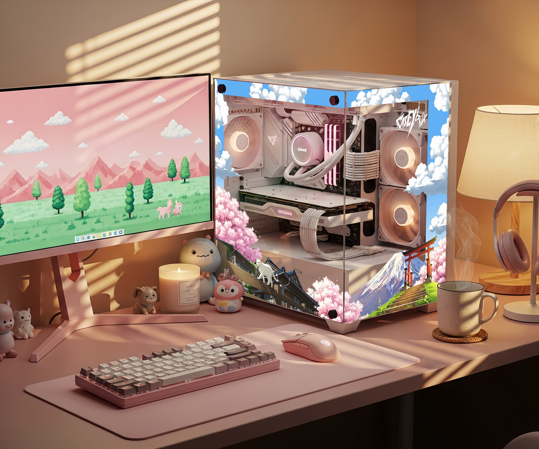 Cozy Japan Tema PC Kasa Sticker | Gaming PC İçin Özel Kasa Kaplaması | Bilgisayar Kasası İçin
