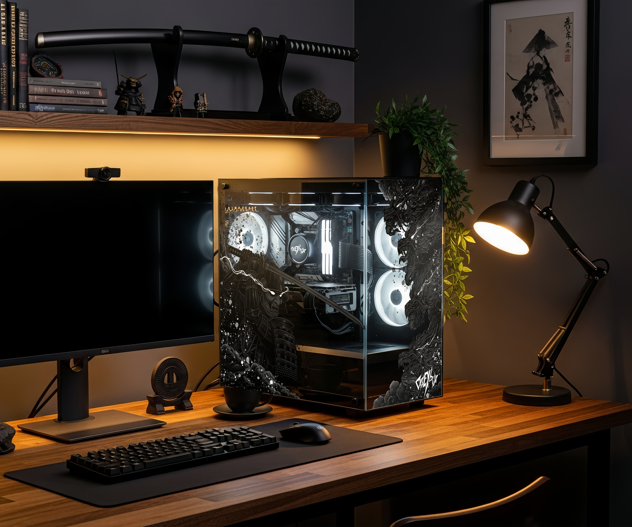 Dark Samurai Tema PC Kasa Sticker | Gaming PC İçin Özel Kasa Kaplaması | Bilgisayar Kasası İçin