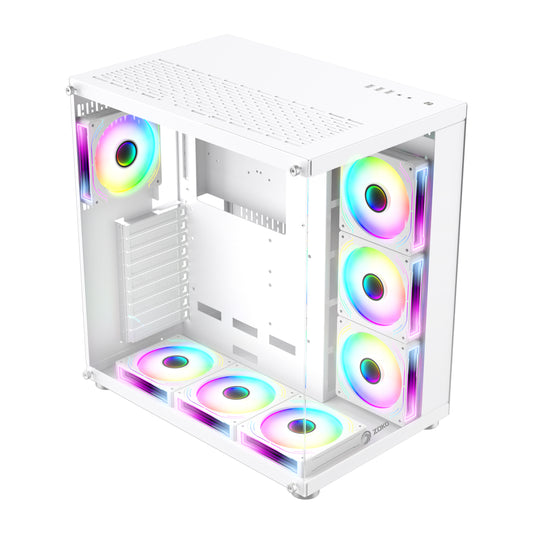 Zoko KING Beyaz 7x12cm Kumandalı Argb Fanlı Gaming Kasa