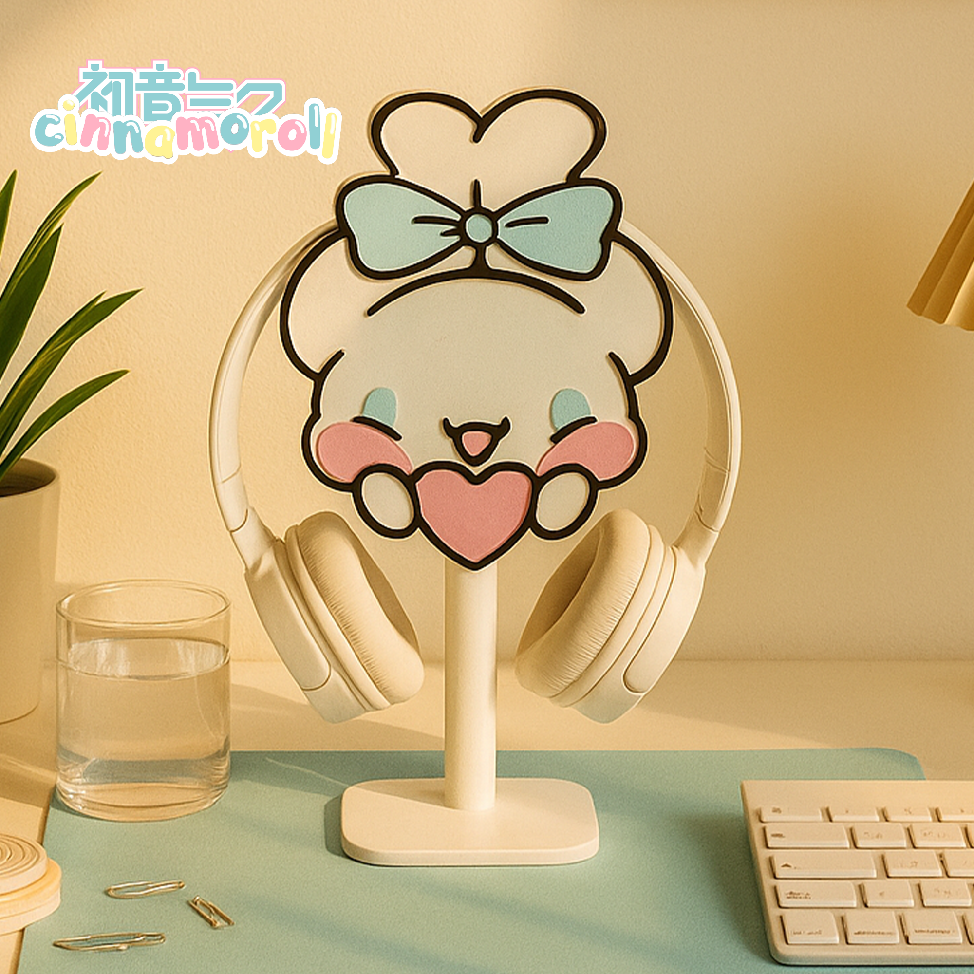 Cinnamoroll Temalı Kulaklık Tutucu – Oyuncu Masası Aksesuarı | Gaming Setup Kulaklık Standı
