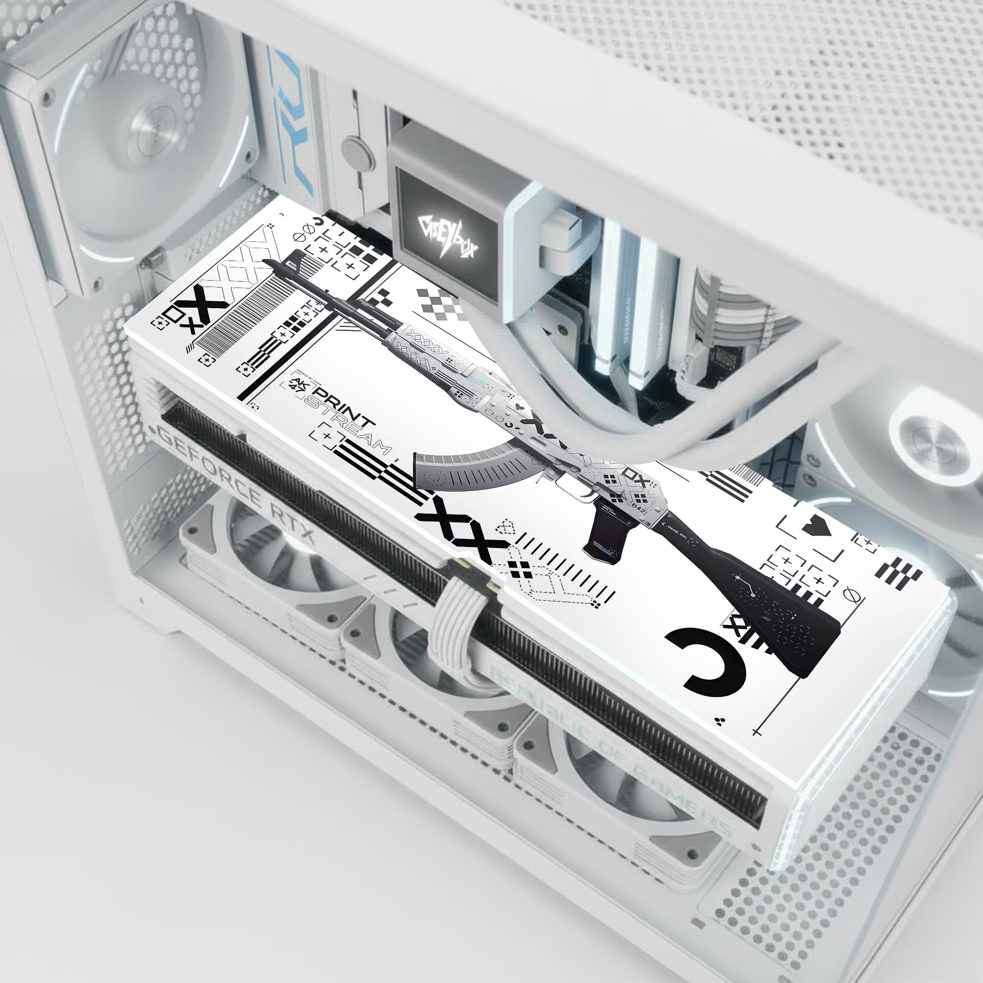 CS2 Printsream AK -47 Temalı ARGB Aydınlatmalı Tüm Ekran Kartları ile Uyumlu GPU Backplate (Ekran Kartı Kapağı)