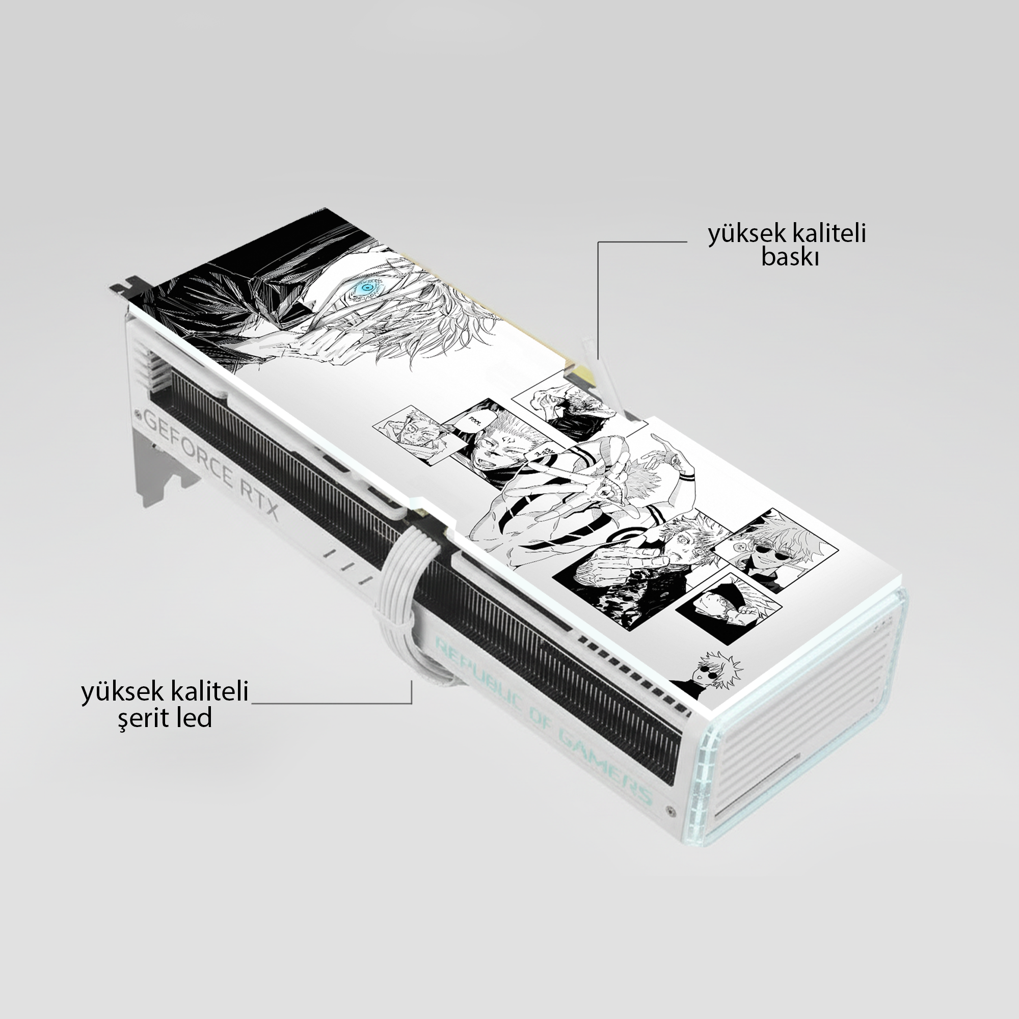 Gojo Satoru Temalı ARGB Aydınlatmalı Tüm Ekran Kartları ile Uyumlu GPU Backplate (Ekran Kartı Kapağı)
