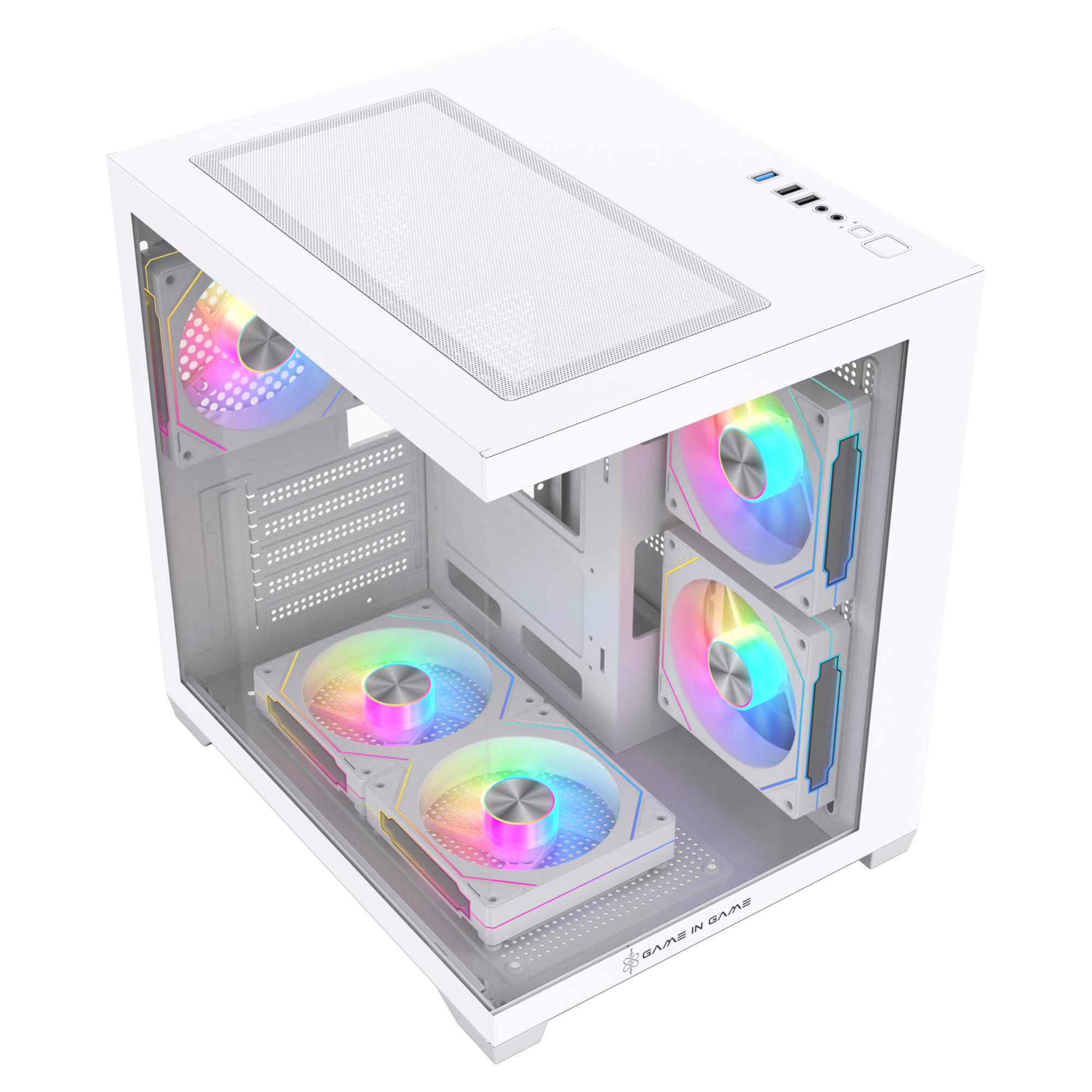 Game İn Game Cool Beyaz 5x12cm Argb Fanlı M.atx Akvaryum Kasa