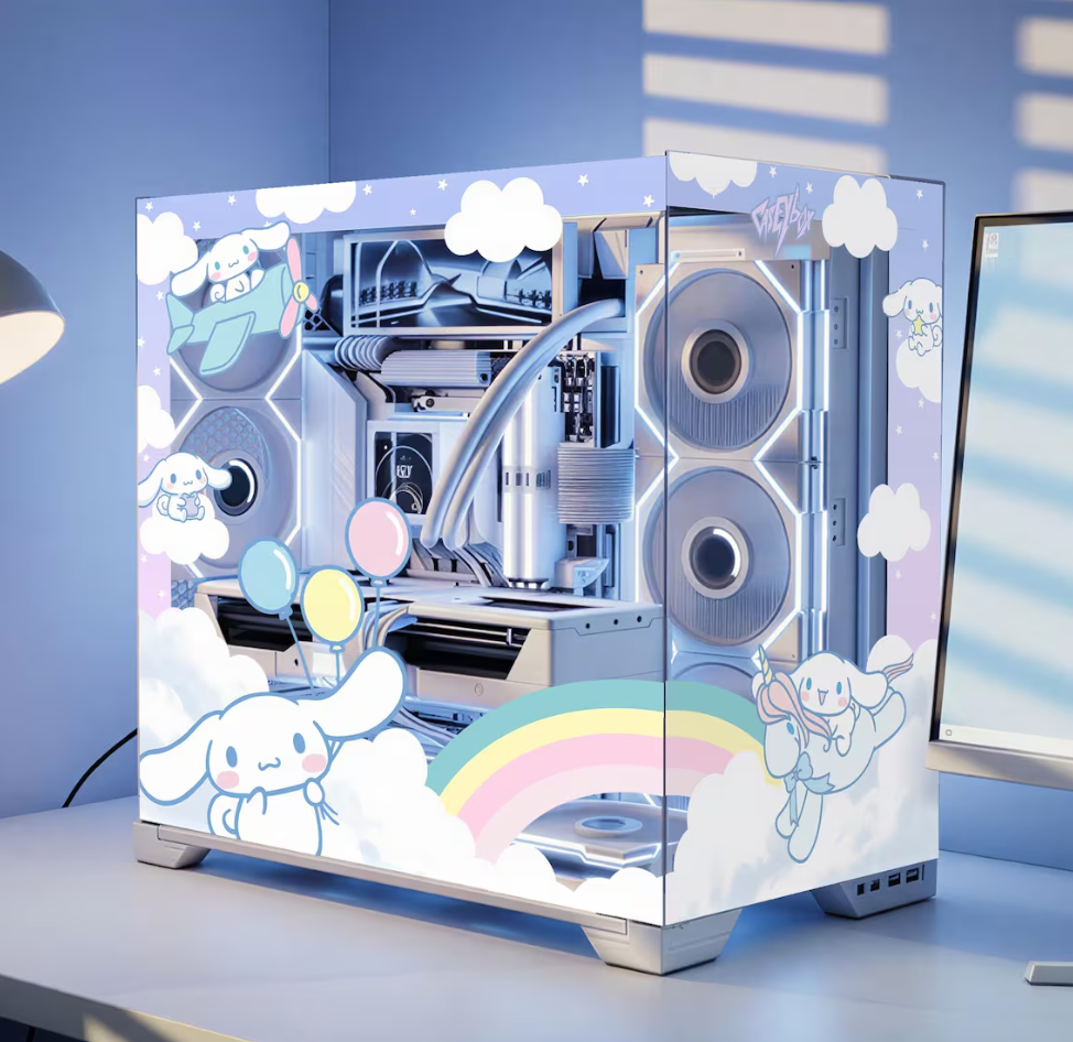 Cinnamoroll Tema PC Kasa Sticker | Gaming PC İçin Özel Kasa Kaplaması | Bilgisayar Kasası İçin