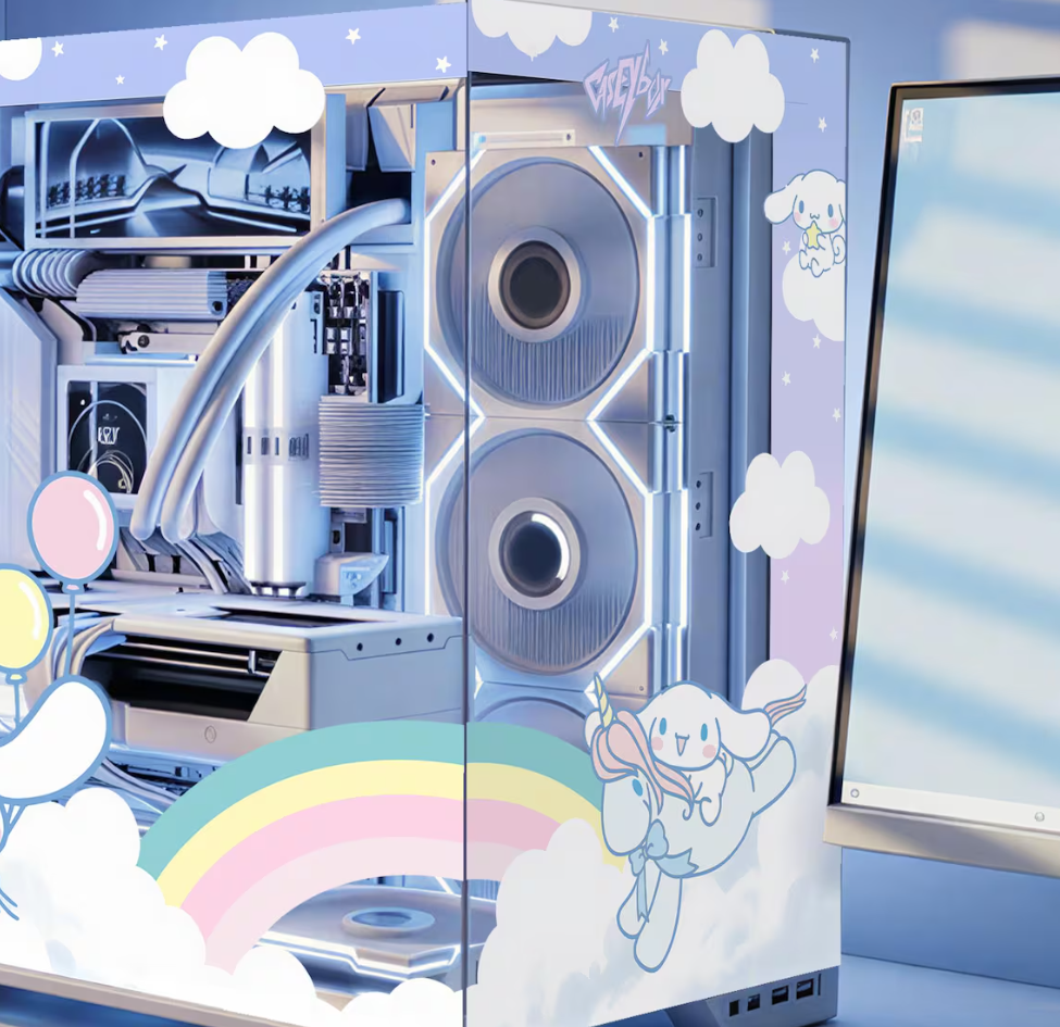 Cinnamoroll Tema PC Kasa Sticker | Gaming PC İçin Özel Kasa Kaplaması | Bilgisayar Kasası İçin
