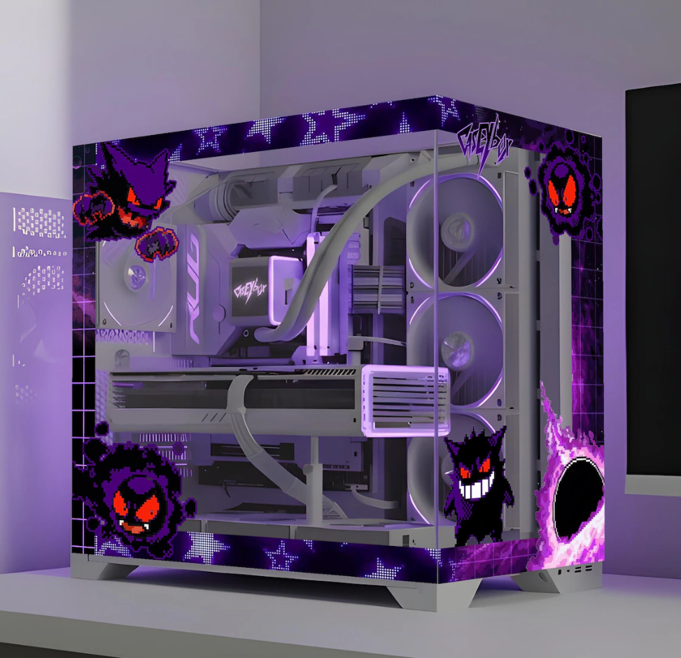 Pokemon Gengar Tema PC Kasa Sticker | Gaming PC İçin Özel Kasa Kaplaması | Bilgisayar Kasası İçin