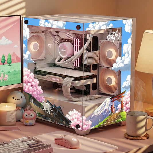 Cozy Japan Tema PC Kasa Sticker | Gaming PC İçin Özel Kasa Kaplaması | Bilgisayar Kasası İçin