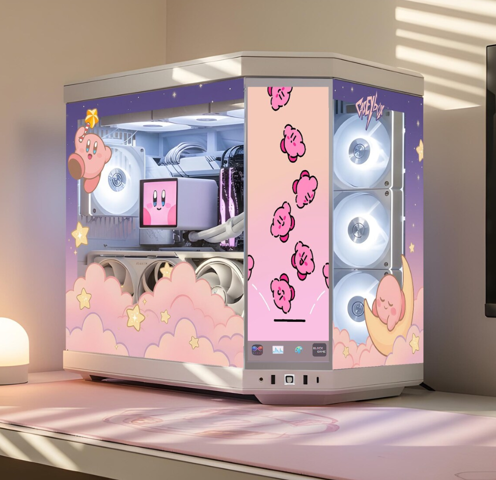 Kirby Waves Tema PC Kasa Sticker | Gaming PC İçin Özel Kasa Kaplaması | Bilgisayar Kasası İçin