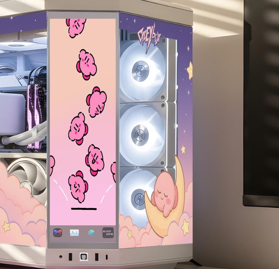 Kirby Waves Tema PC Kasa Sticker | Gaming PC İçin Özel Kasa Kaplaması | Bilgisayar Kasası İçin