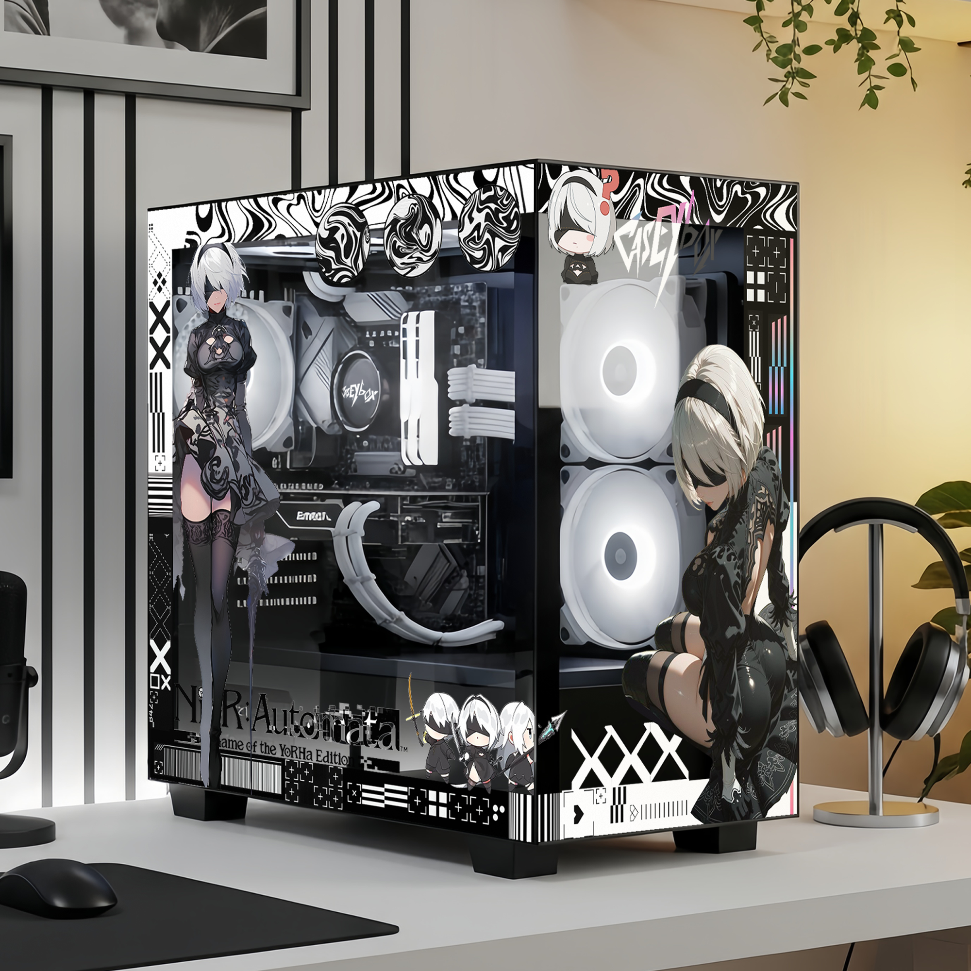 Nier: Automata PC Kasa Sticker | Gaming PC İçin Özel Kasa Kaplaması | Bilgisayar Kasası İçin