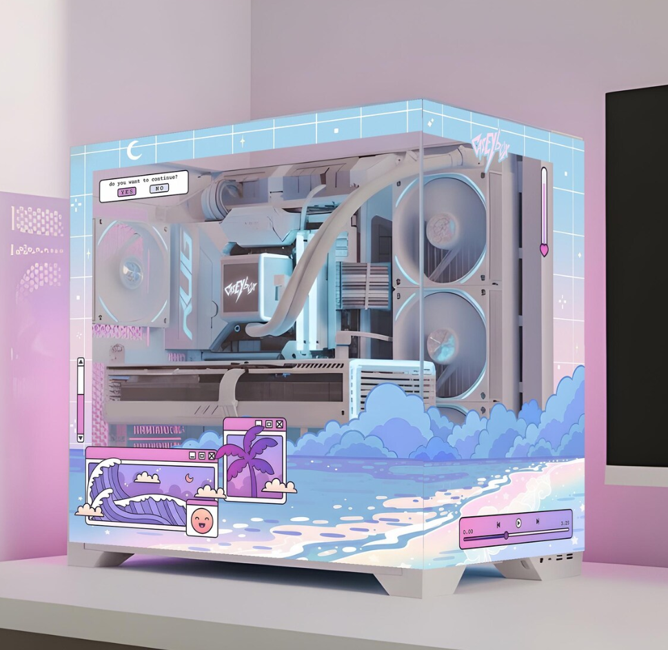 Beach Waves Tema PC Kasa Sticker | Gaming PC İçin Özel Kasa Kaplaması | Bilgisayar Kasası İçin