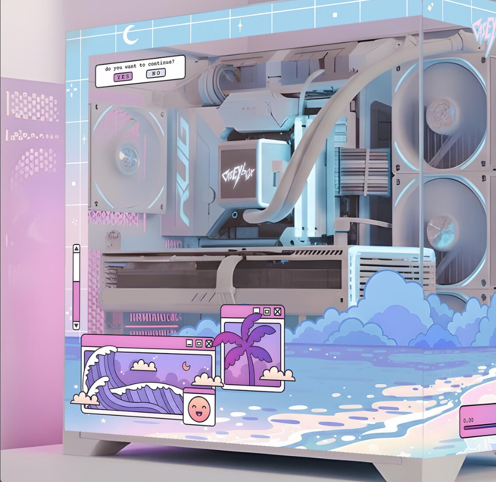 Beach Waves Tema PC Kasa Sticker | Gaming PC İçin Özel Kasa Kaplaması | Bilgisayar Kasası İçin