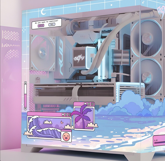Beach Waves Tema PC Kasa Sticker | Gaming PC İçin Özel Kasa Kaplaması | Bilgisayar Kasası İçin