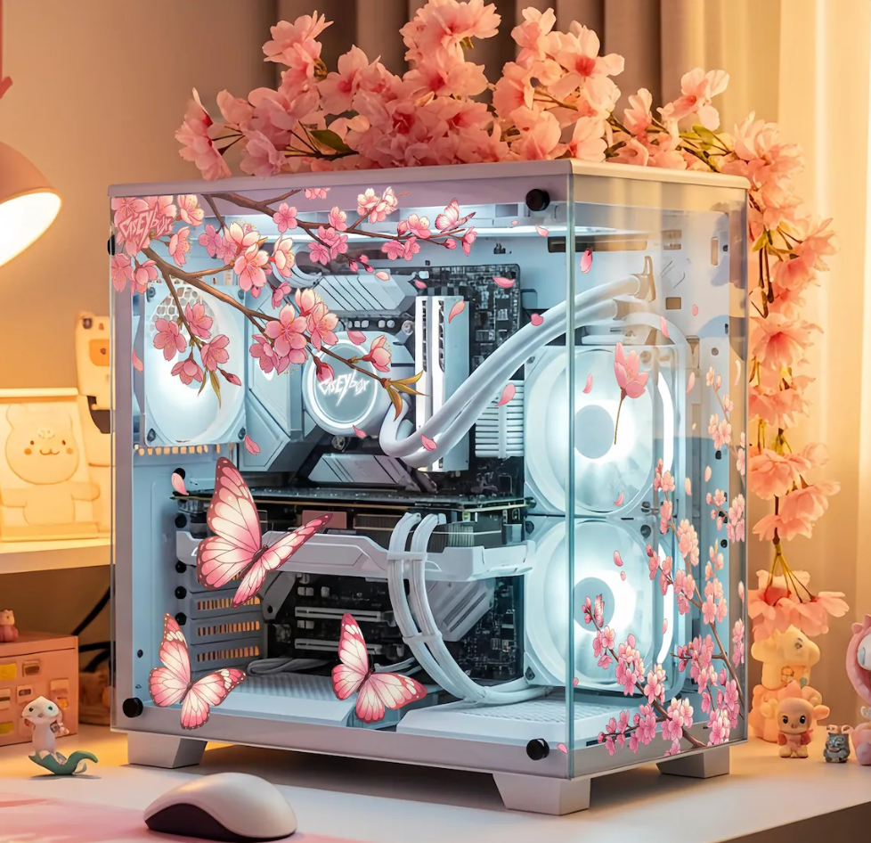 Sakura Tema PC Kasa Sticker | Gaming PC İçin Özel Kasa Kaplaması | Bilgisayar Kasası İçin