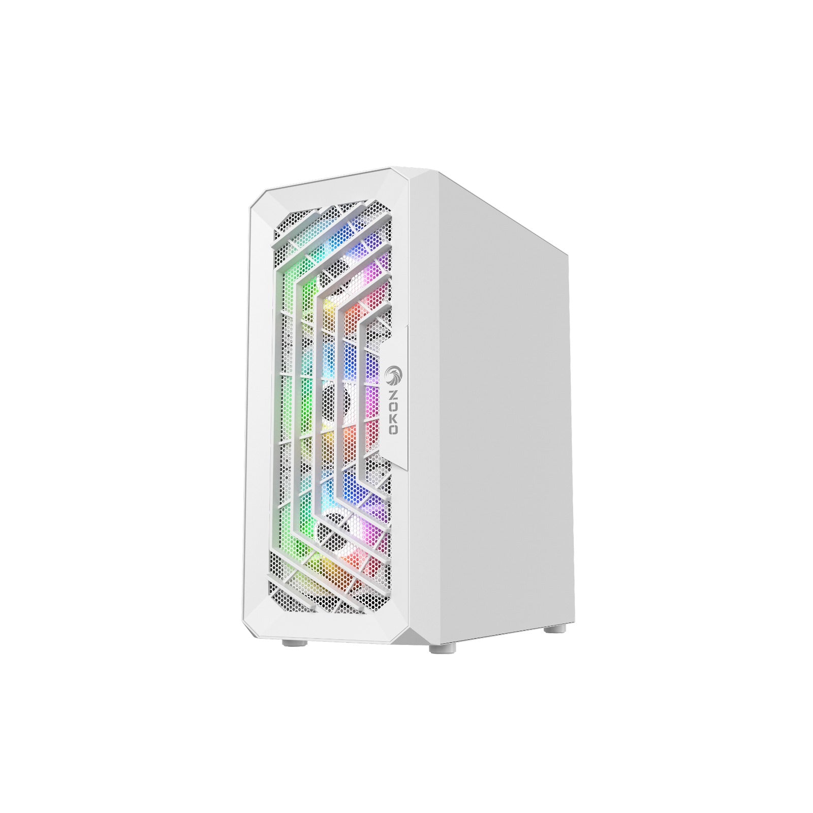 Zoko Chiko White 4x12 CM ARGB Fan Mesh Panel Temperli Cam Bilgisayar Kasası