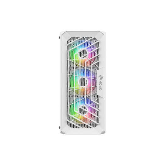 Zoko Chiko White 4x12 CM ARGB Fan Mesh Panel Temperli Cam Bilgisayar Kasası