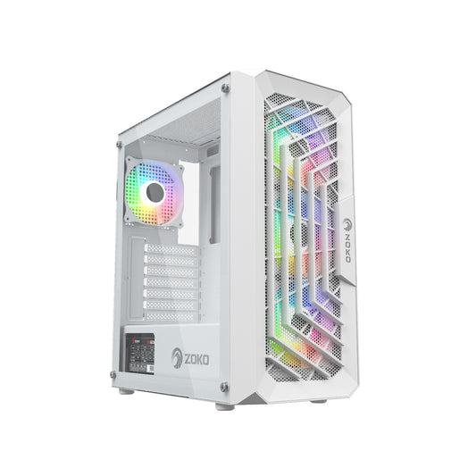 Zoko Chiko White 4x12 CM ARGB Fan Mesh Panel Temperli Cam Bilgisayar Kasası