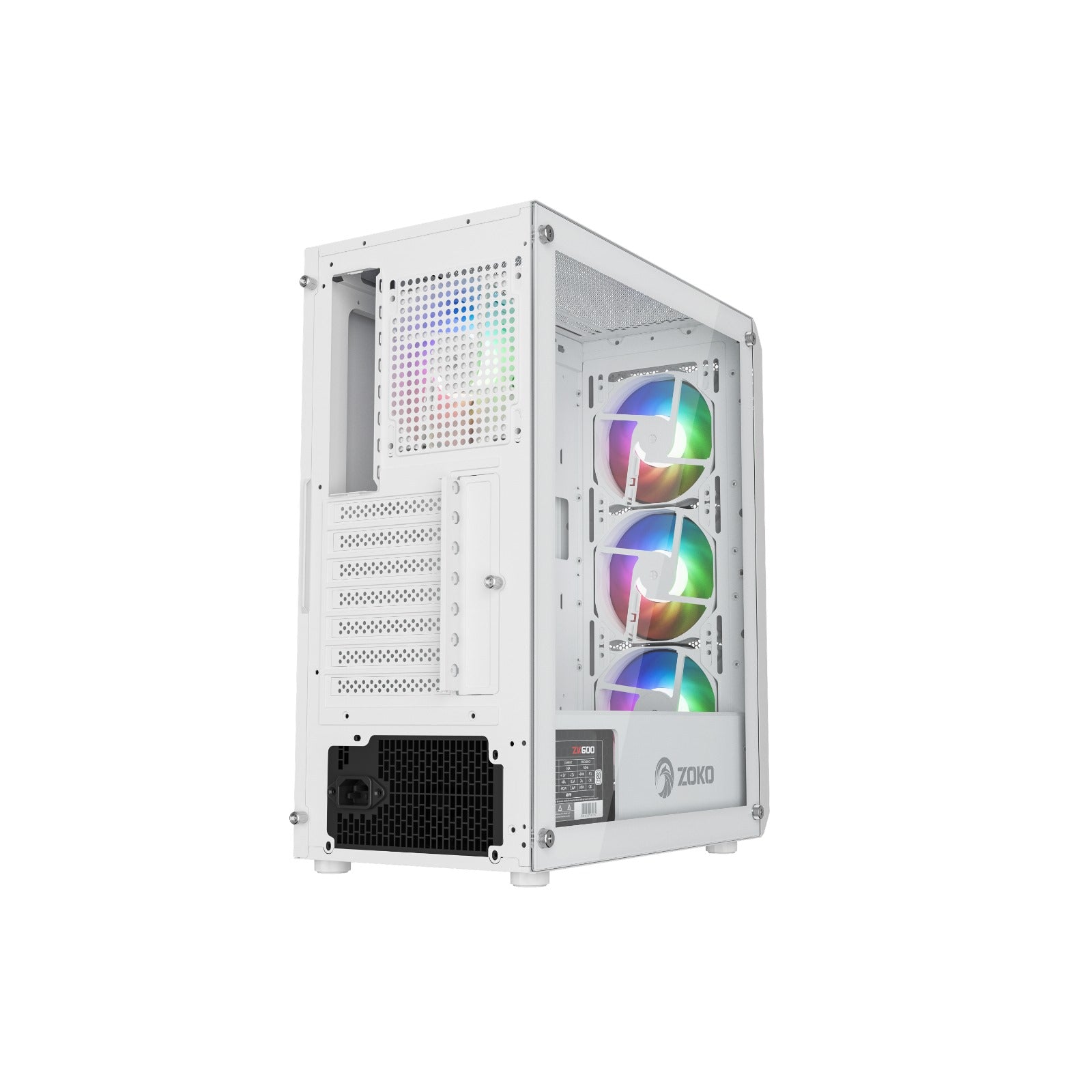 Zoko Chiko White 4x12 CM ARGB Fan Mesh Panel Temperli Cam Bilgisayar Kasası