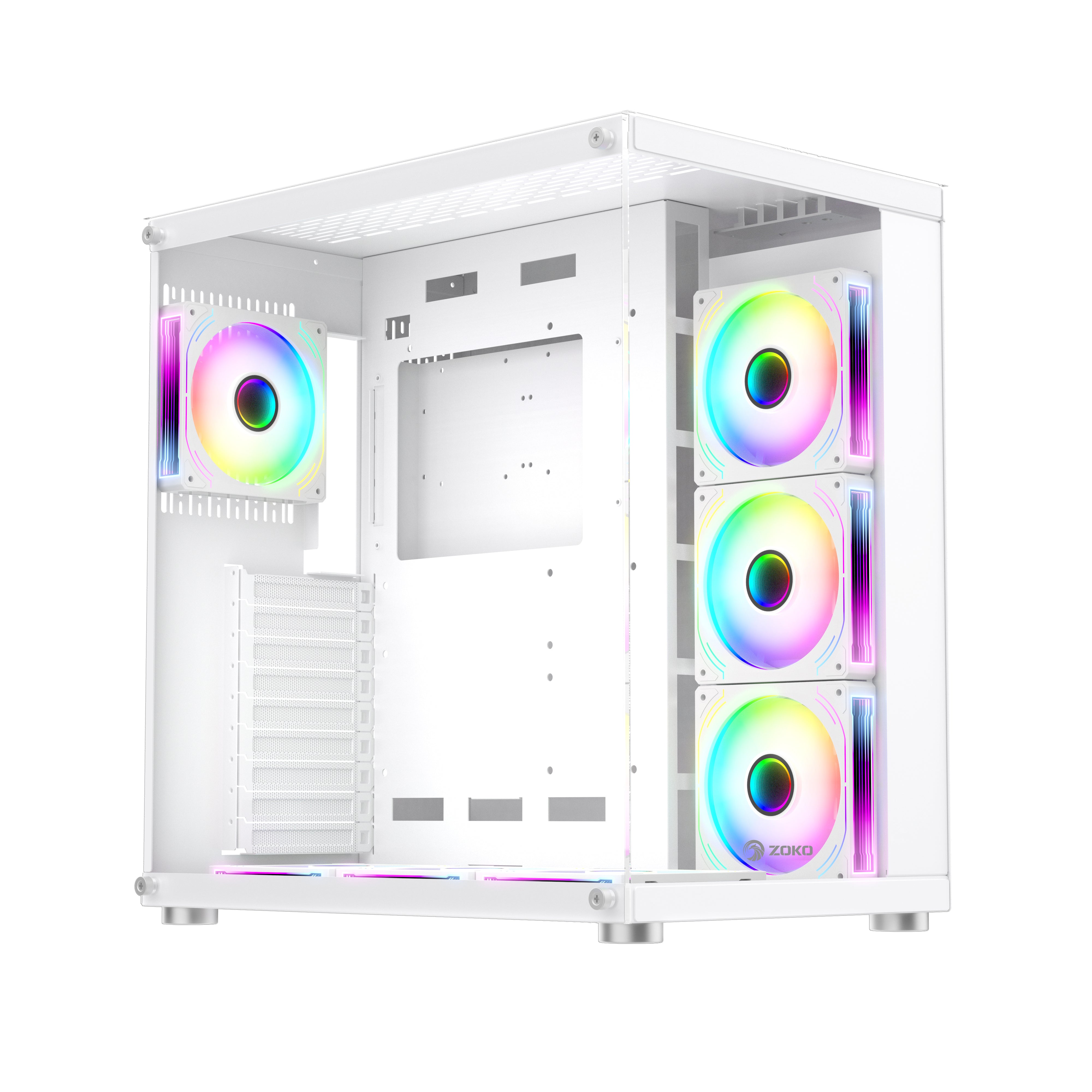 Zoko KING Beyaz 7x12cm Kumandalı Argb Fanlı Gaming Kasa