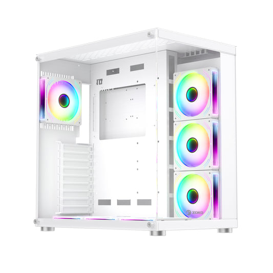 Zoko KING Beyaz 7x12cm Kumandalı Argb Fanlı Gaming Kasa