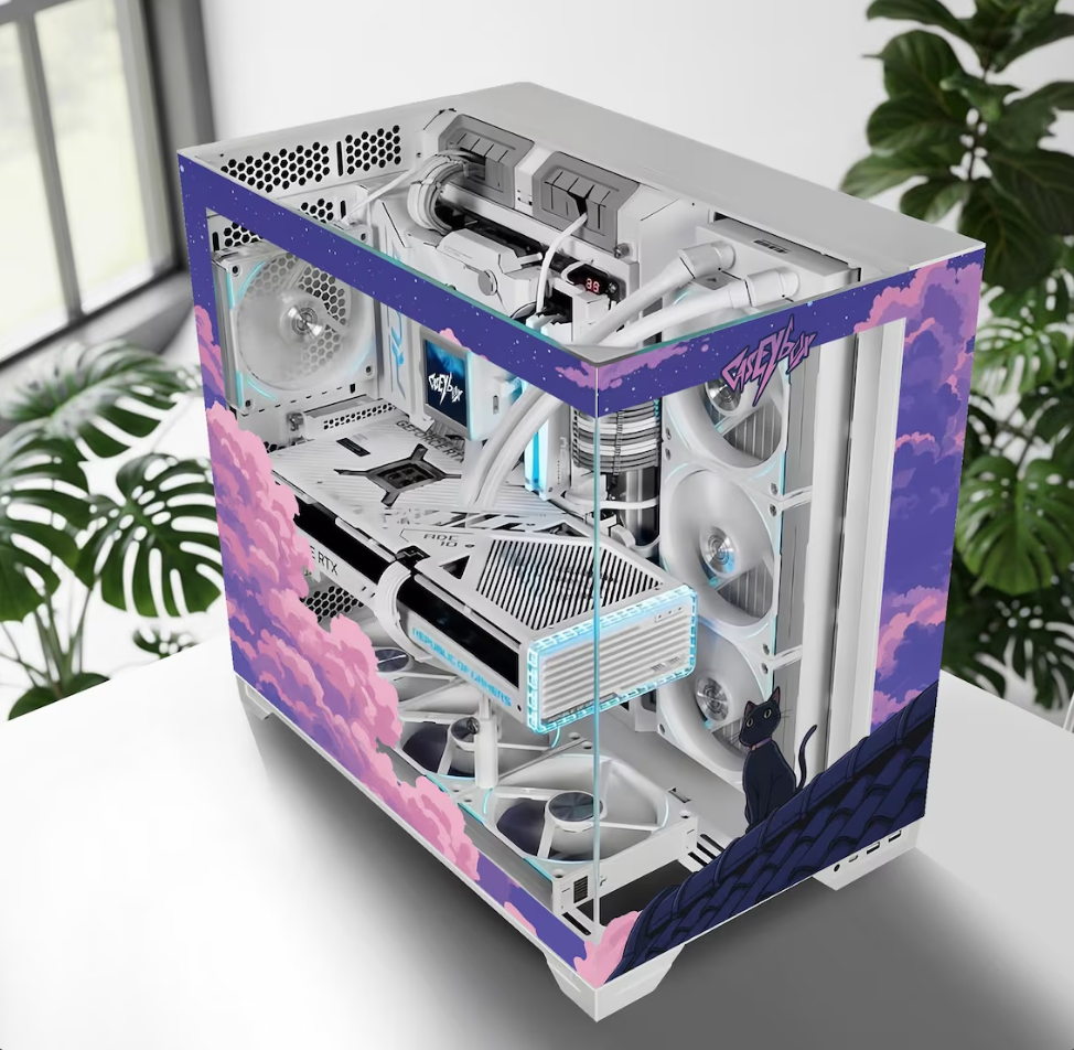 Black Cat Tema PC Kasa Sticker | Gaming PC İçin Özel Kasa Kaplaması | Bilgisayar Kasası İçin