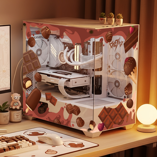 Çikolata Tema PC Kasa Sticker | Gaming PC İçin Özel Kasa Kaplaması | Bilgisayar Kasası İçin