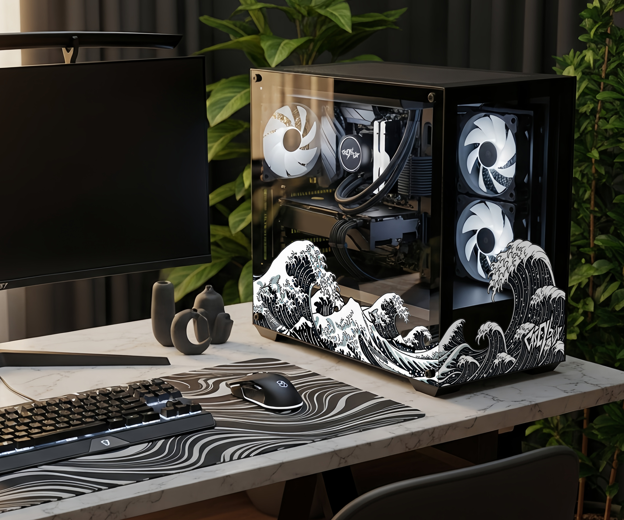 Dark Waves Tema PC Kasa Sticker | Gaming PC İçin Özel Kasa Kaplaması | Bilgisayar Kasası İçin