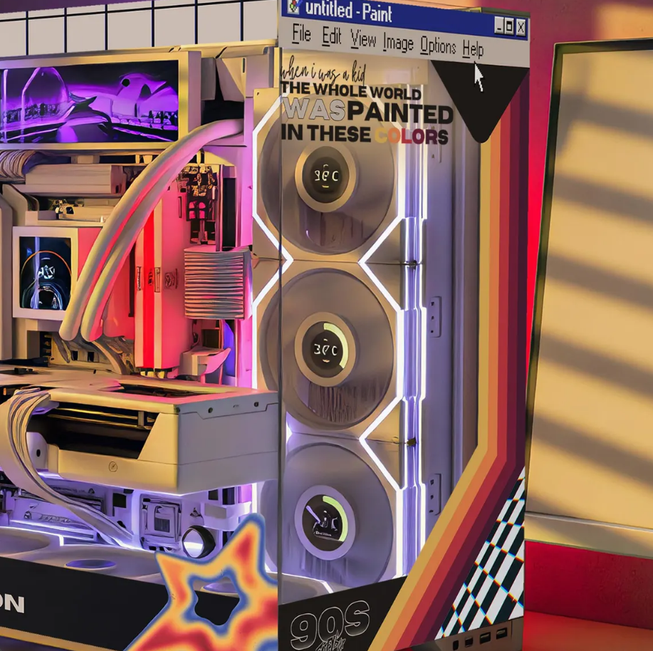 Retro Tema PC Kasa Sticker | Gaming PC İçin Özel Kasa Kaplaması | Bilgisayar Kasası İçin