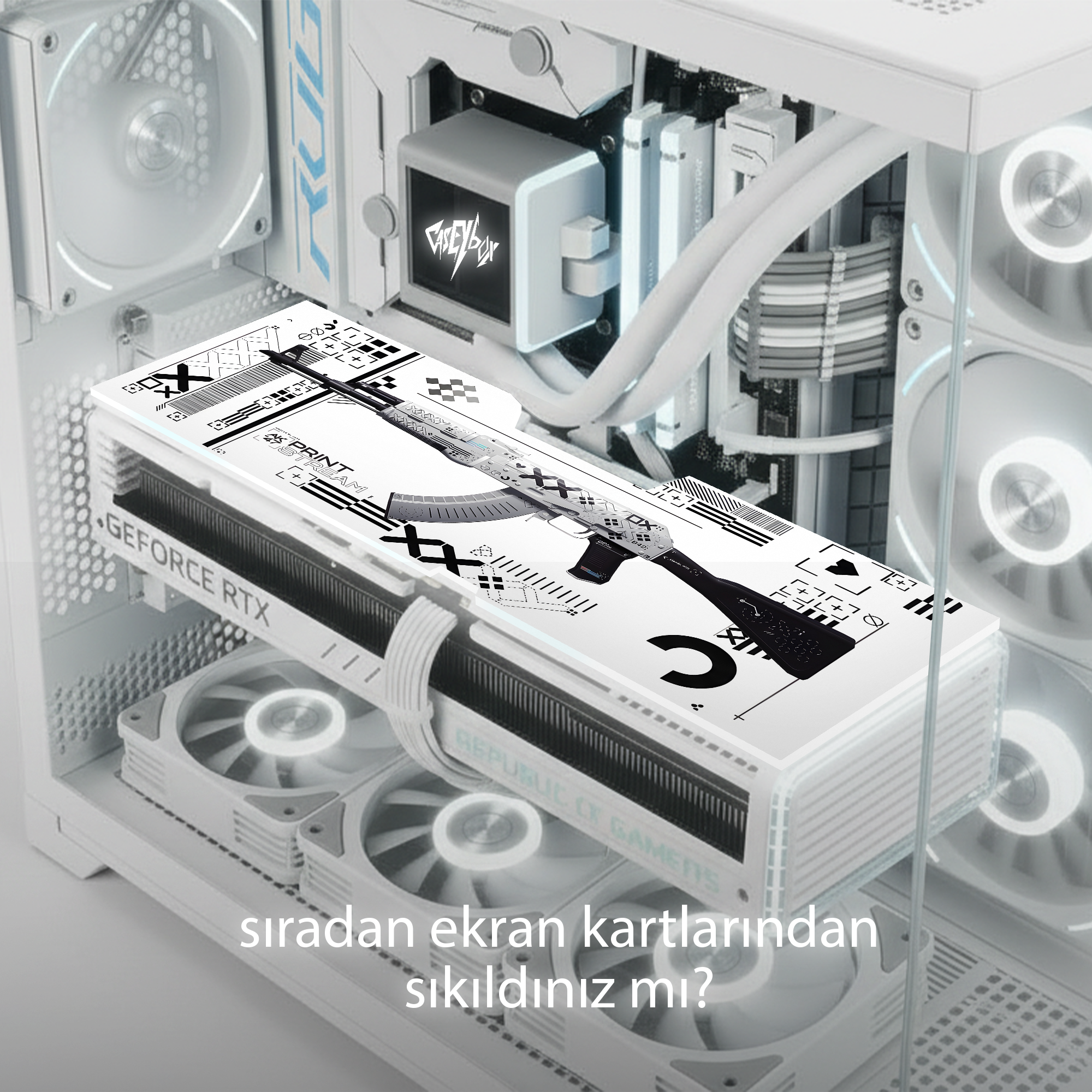 CS2 Printsream AK -47 Temalı ARGB Aydınlatmalı Tüm Ekran Kartları ile Uyumlu GPU Backplate (Ekran Kartı Kapağı)