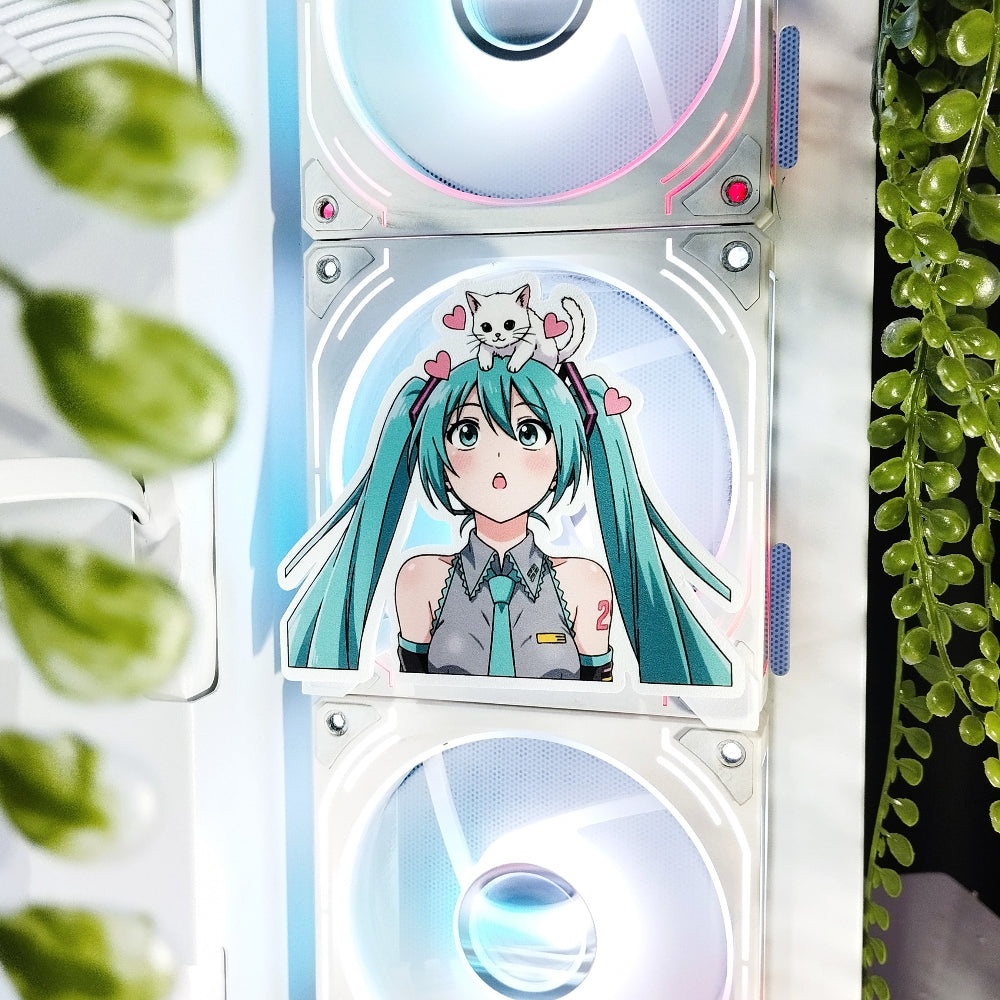 Hatsune Miku Mıknatıslı Fan Kapağı – Oyuncu Pc Masaüstü Bilgisayar Kasa Aksesuarı - Gaming Pc