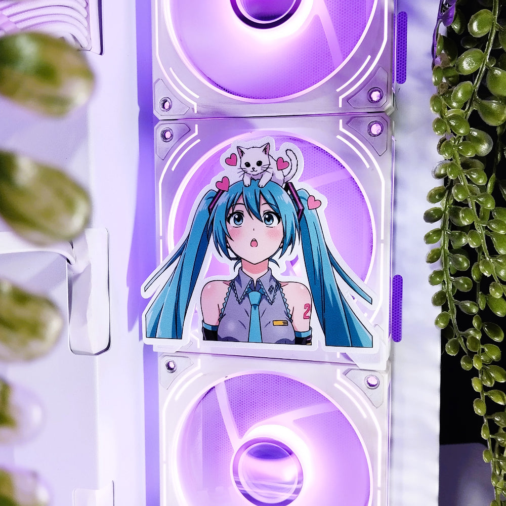 Hatsune Miku Mıknatıslı Fan Kapağı – Oyuncu Pc Masaüstü Bilgisayar Kasa Aksesuarı - Gaming Pc