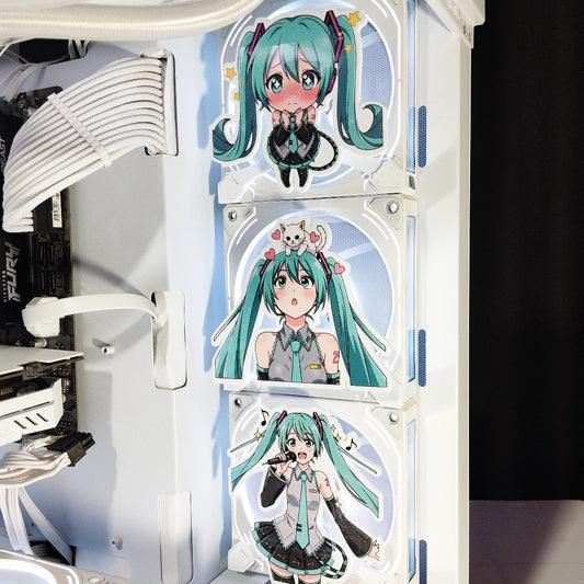 Hatsune Miku Mıknatıslı Fan Kapağı – Oyuncu Pc Masaüstü Bilgisayar Kasa Aksesuarı - Gaming Pc