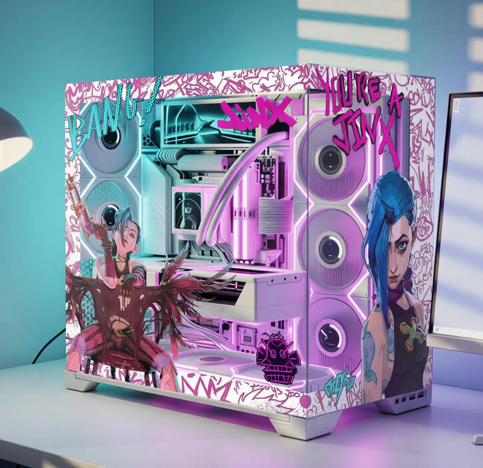 Jinx Inspired Tema PC Kasa Sticker | Gaming PC İçin Özel Kasa Kaplaması | Bilgisayar Kasası İçin