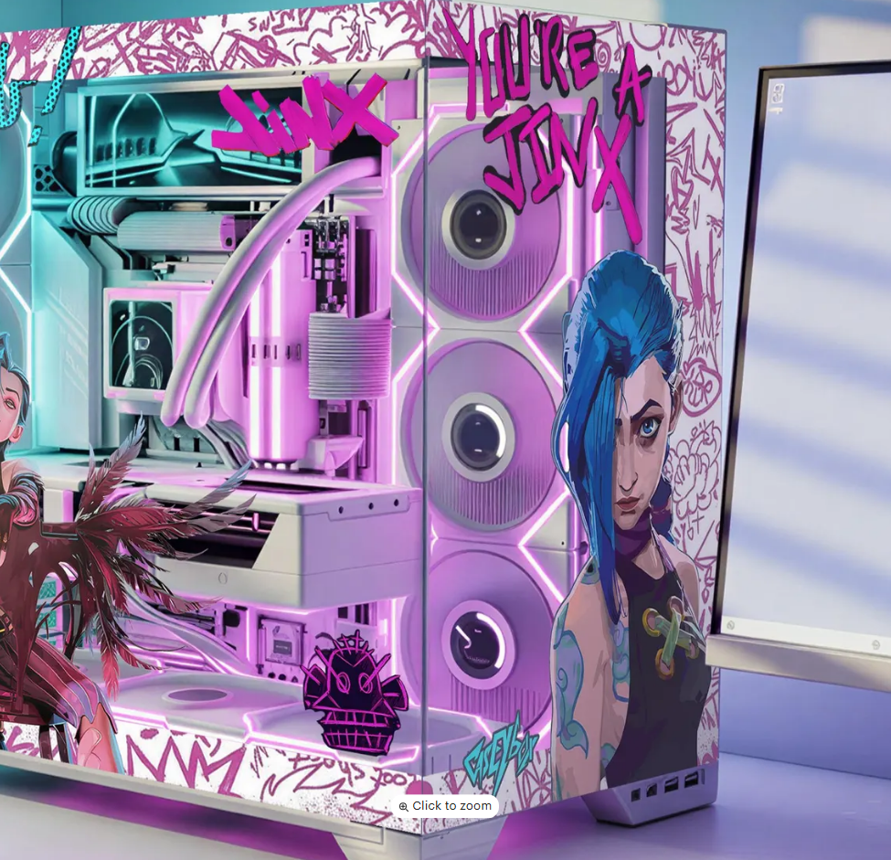 Jinx Inspired Tema PC Kasa Sticker | Gaming PC İçin Özel Kasa Kaplaması | Bilgisayar Kasası İçin