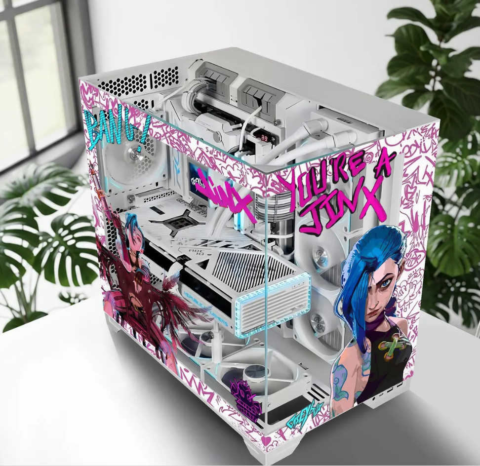 Jinx Inspired Tema PC Kasa Sticker | Gaming PC İçin Özel Kasa Kaplaması | Bilgisayar Kasası İçin