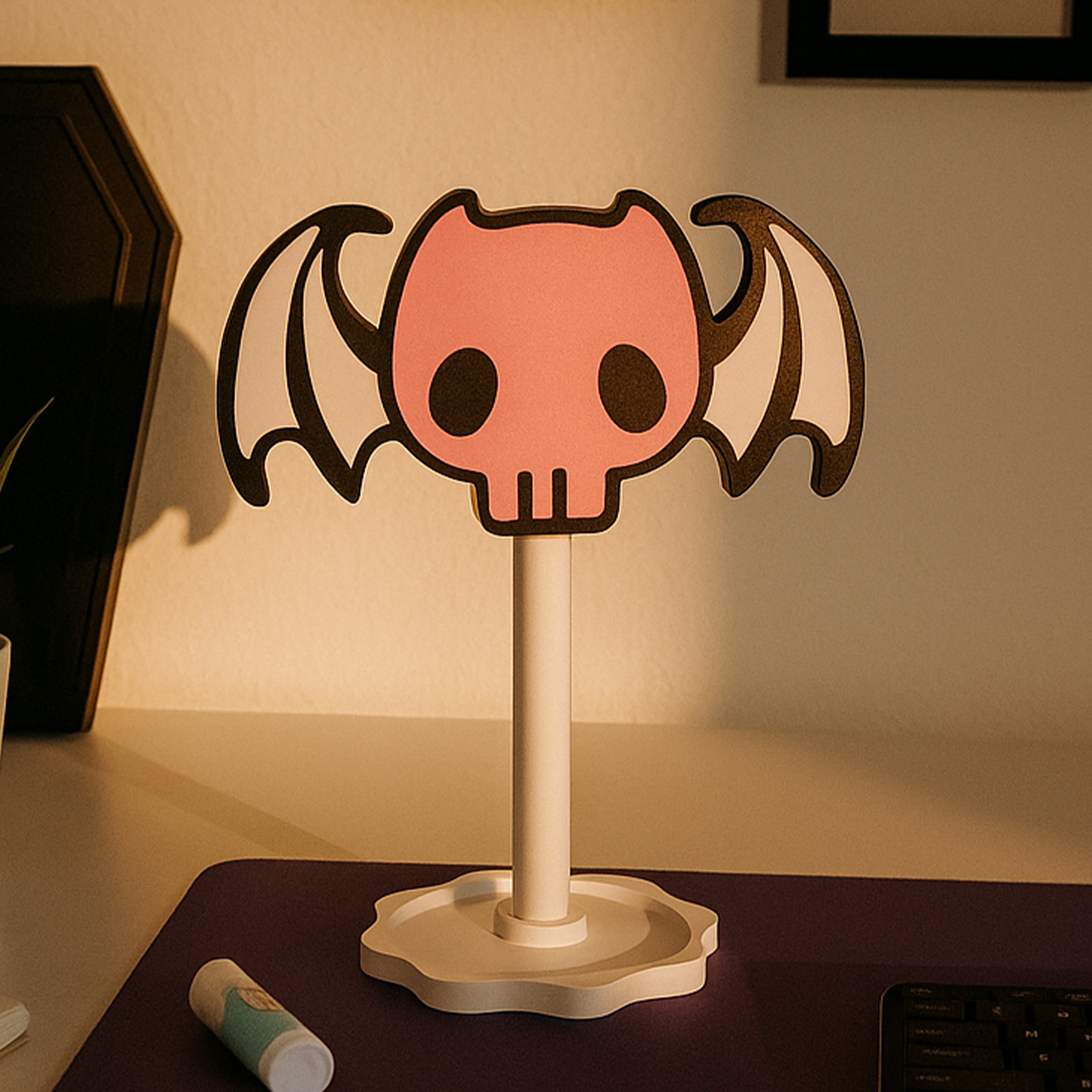 Kuromi Temalı Kulaklık Tutucu – Oyuncu Masası Aksesuarı | Gaming Setup Kulaklık Standı