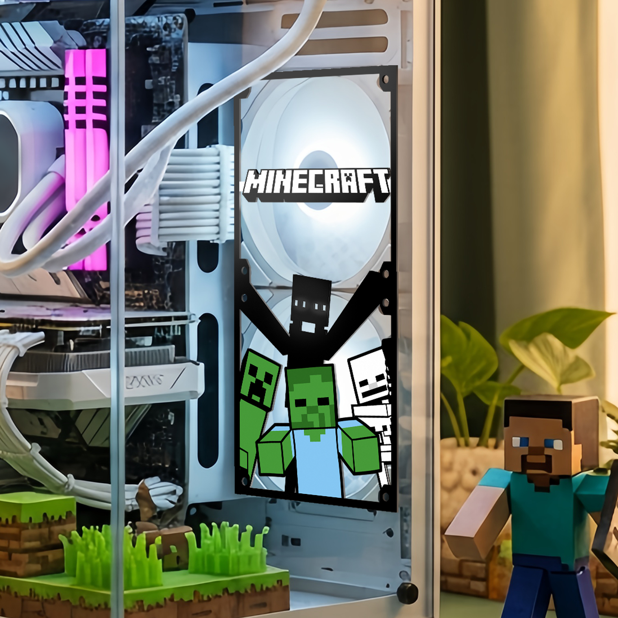 Minecraft Fan Kapağı 360, 240, 120mm – Oyuncu Pc Masaüstü Bilgisayar Kasa Aksesuarı - Gaming Pc