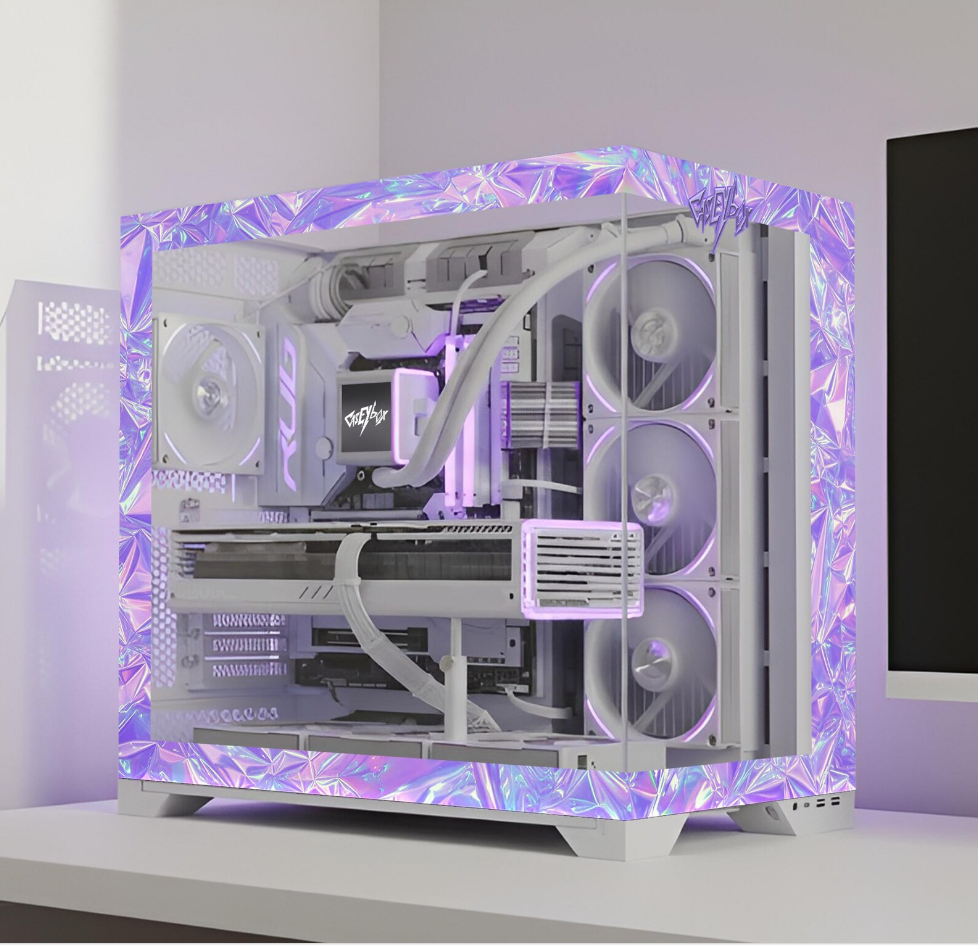 Purple Cristal Tema PC Kasa Sticker | Gaming PC İçin Özel Kasa Kaplaması | Bilgisayar Kasası İçin