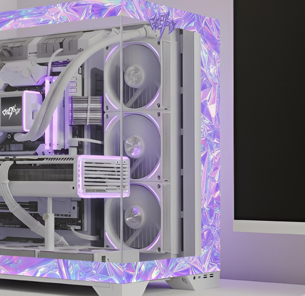 Purple Cristal Tema PC Kasa Sticker | Gaming PC İçin Özel Kasa Kaplaması | Bilgisayar Kasası İçin