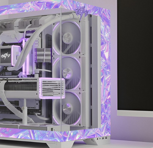 Purple Cristal Tema PC Kasa Sticker | Gaming PC İçin Özel Kasa Kaplaması | Bilgisayar Kasası İçin
