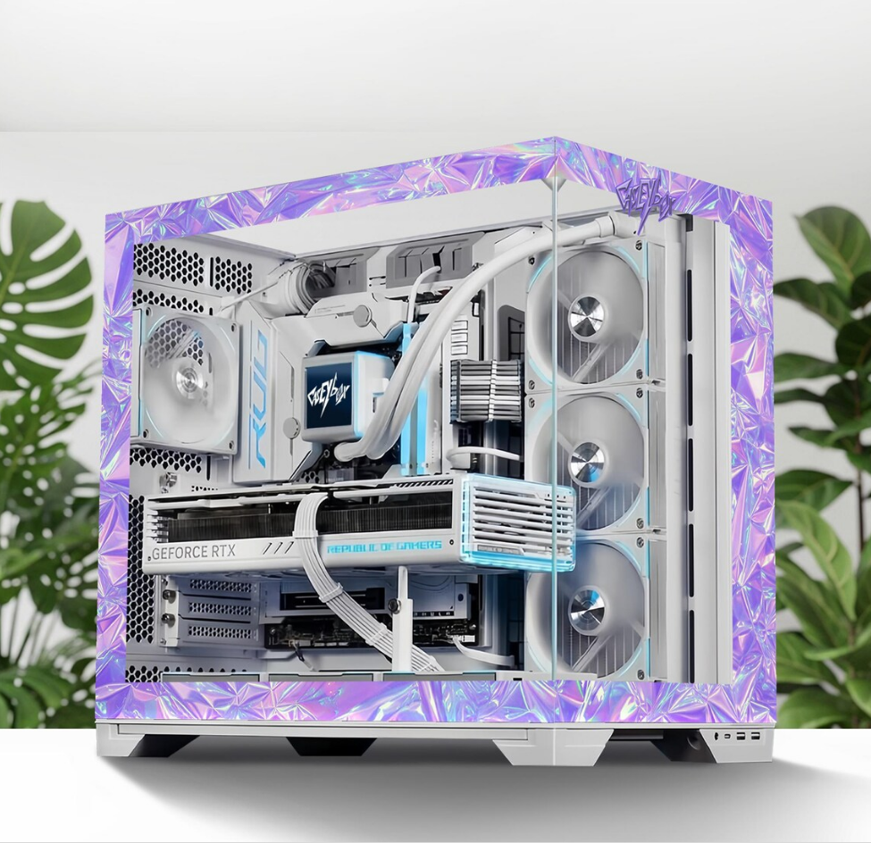 Purple Cristal Tema PC Kasa Sticker | Gaming PC İçin Özel Kasa Kaplaması | Bilgisayar Kasası İçin