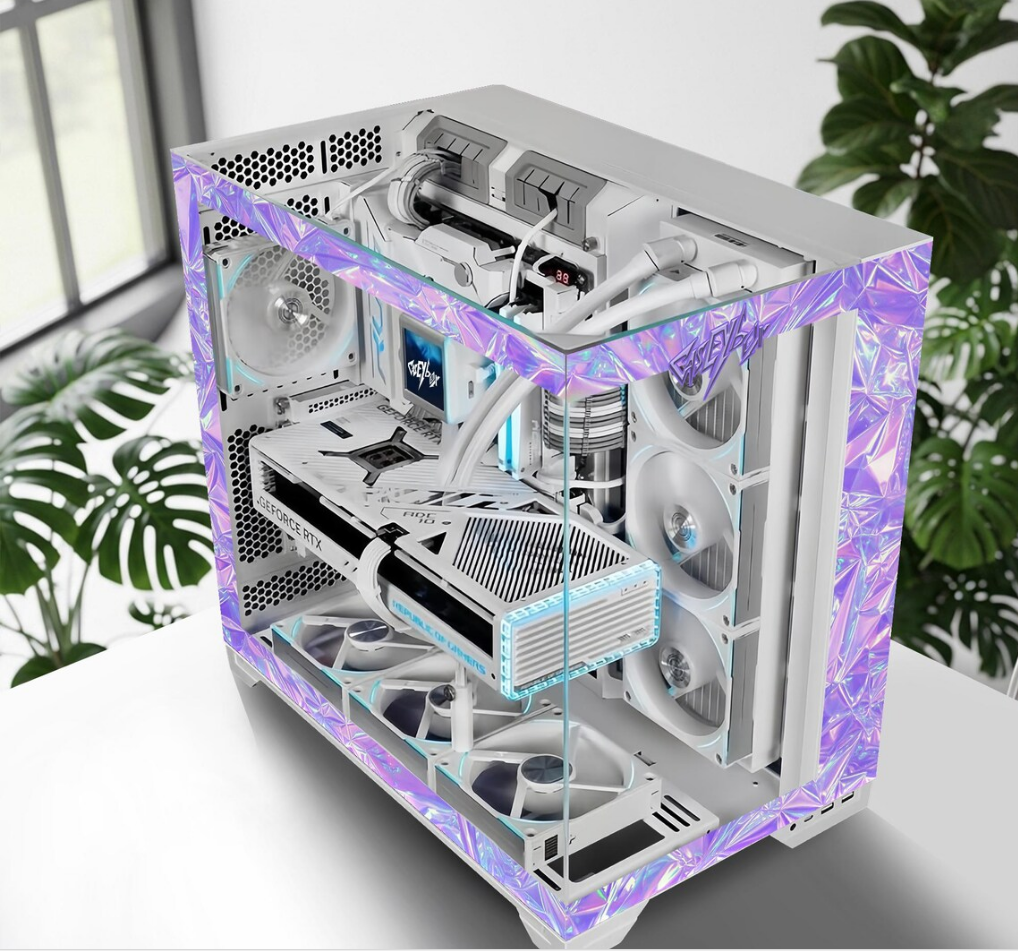 Purple Cristal Tema PC Kasa Sticker | Gaming PC İçin Özel Kasa Kaplaması | Bilgisayar Kasası İçin