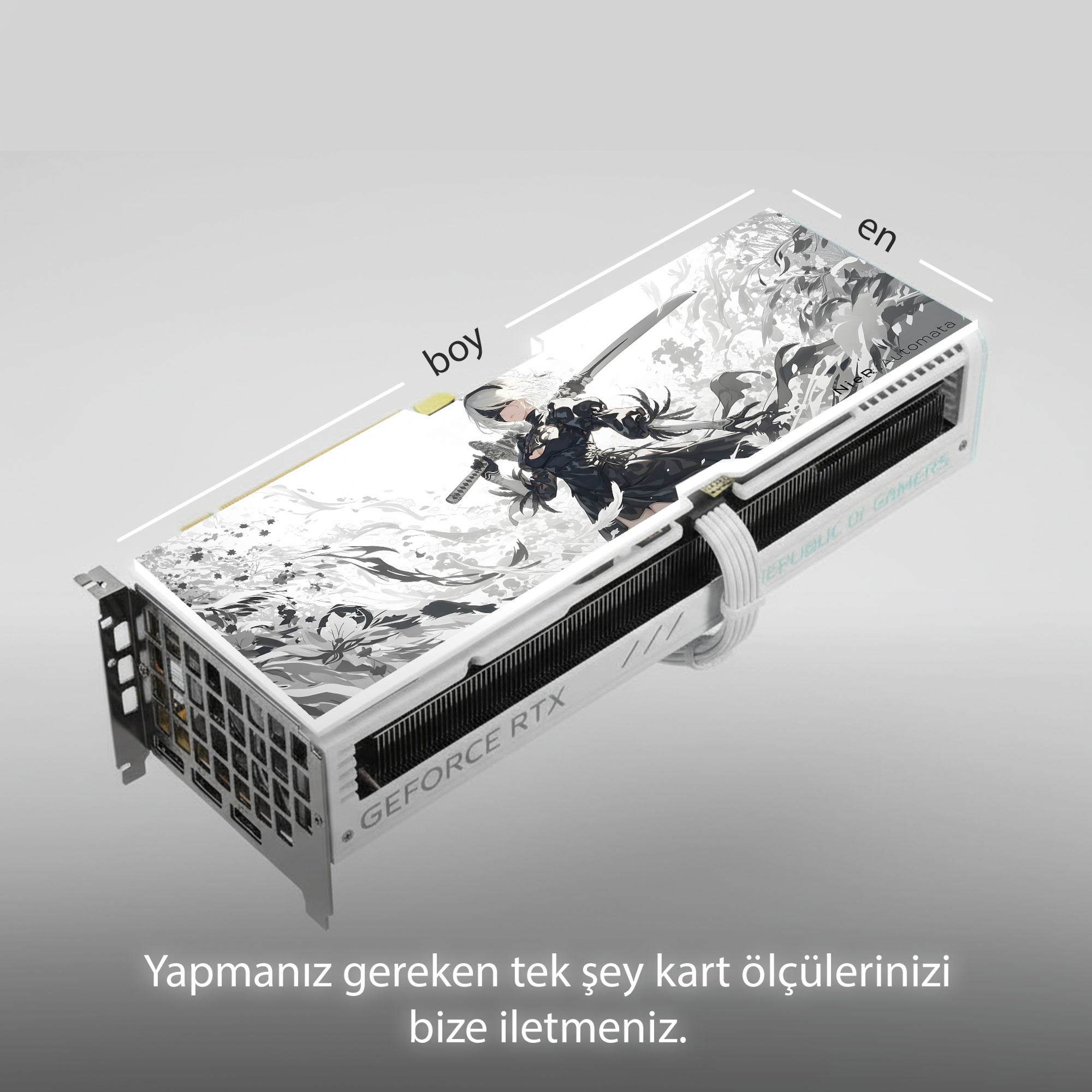 NieR Automata Temalı ARGB Aydınlatmalı Tüm Ekran Kartları ile Uyumlu GPU Backplate (Ekran Kartı Kapağı)