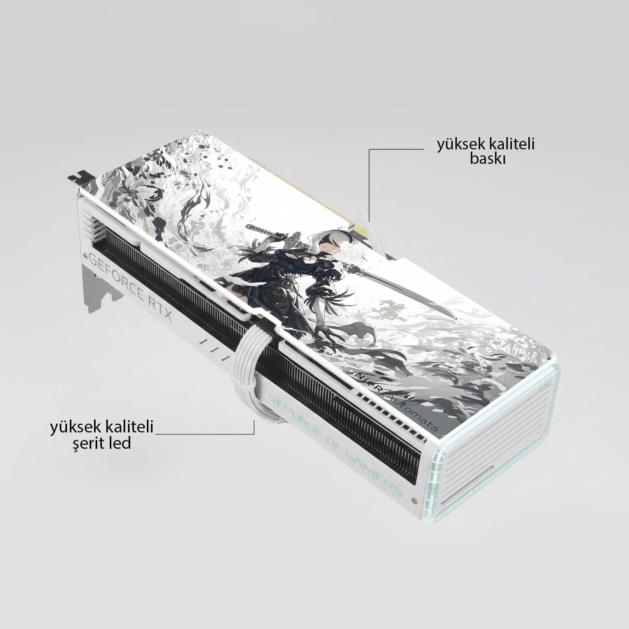 NieR Automata Temalı ARGB Aydınlatmalı Tüm Ekran Kartları ile Uyumlu GPU Backplate (Ekran Kartı Kapağı)