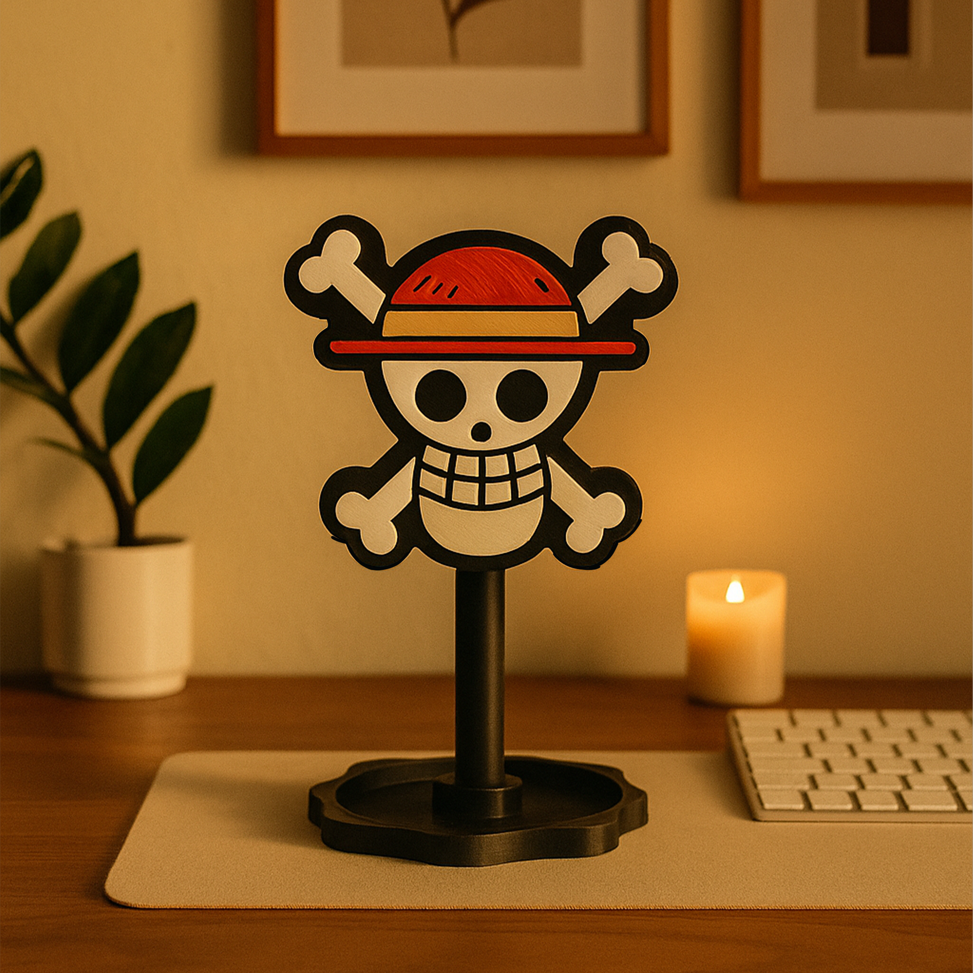 One Piece Temalı Kulaklık Tutucu – Oyuncu Masası Aksesuarı | Gaming Setup Kulaklık Standı