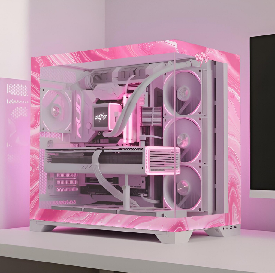 Pink Liguid Tema PC Kasa Sticker | Gaming PC İçin Özel Kasa Kaplaması | Bilgisayar Kasası İçin