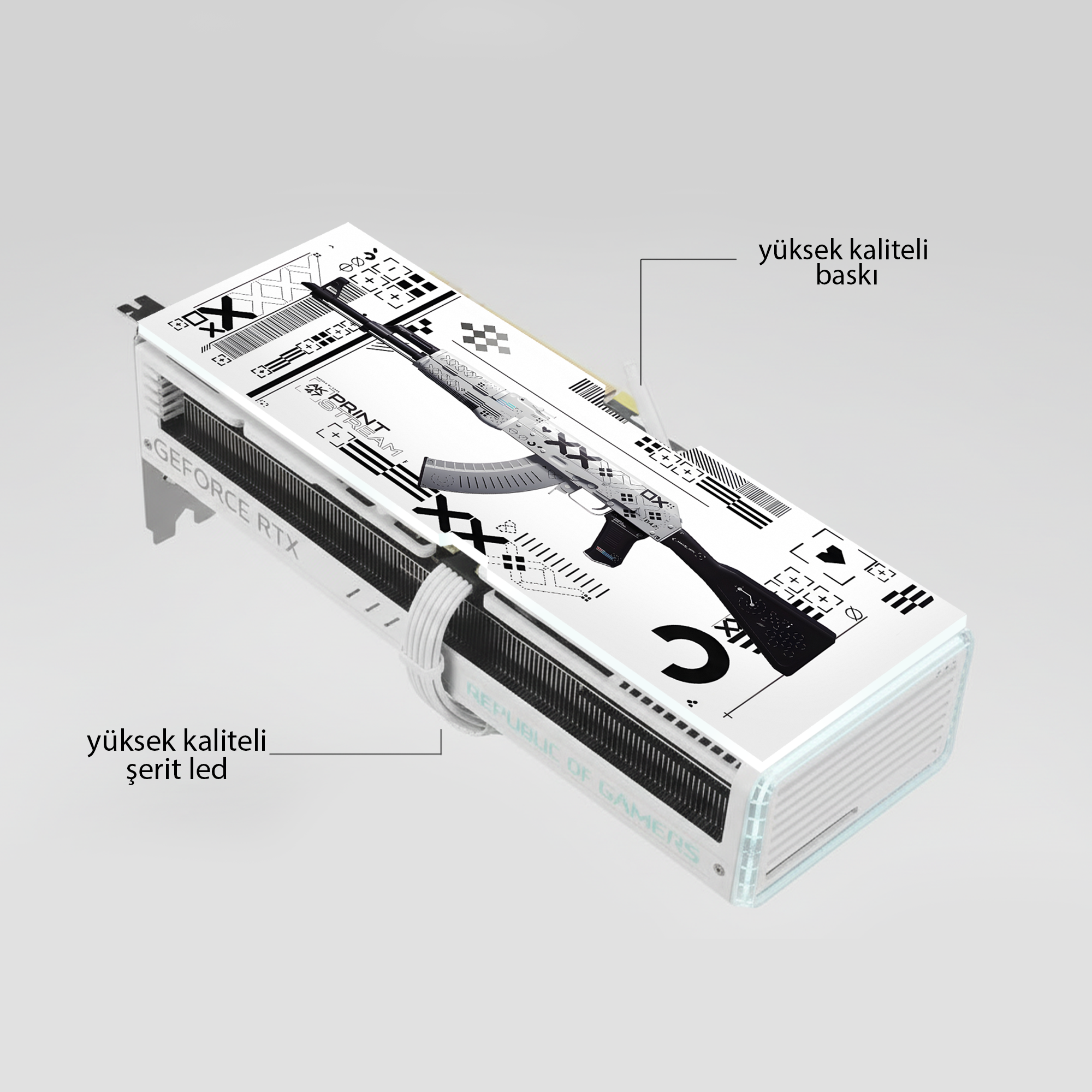 CS2 Printsream AK -47 Temalı ARGB Aydınlatmalı Tüm Ekran Kartları ile Uyumlu GPU Backplate (Ekran Kartı Kapağı)