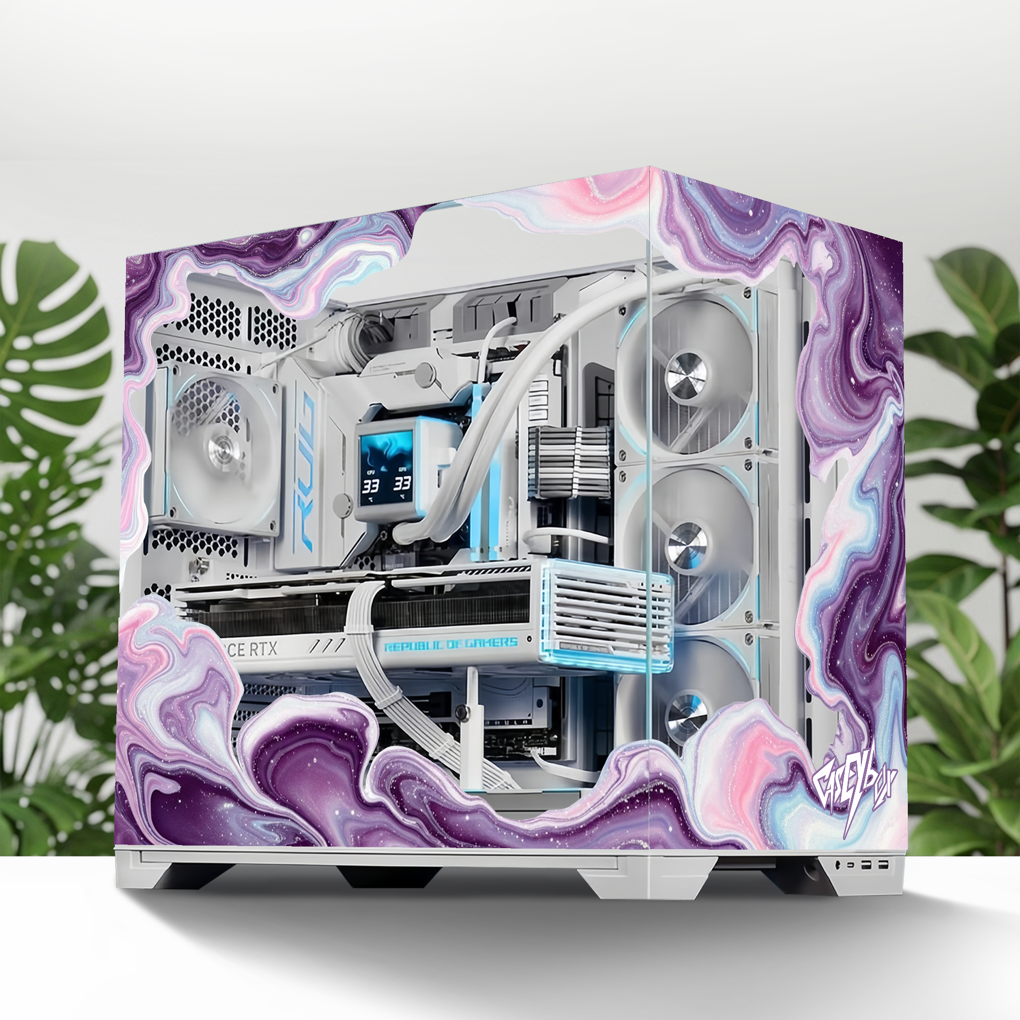 Mor Waves PC Kasa Sticker | Gaming PC İçin Özel Kasa Kaplaması | Bilgisayar Kasası İçin