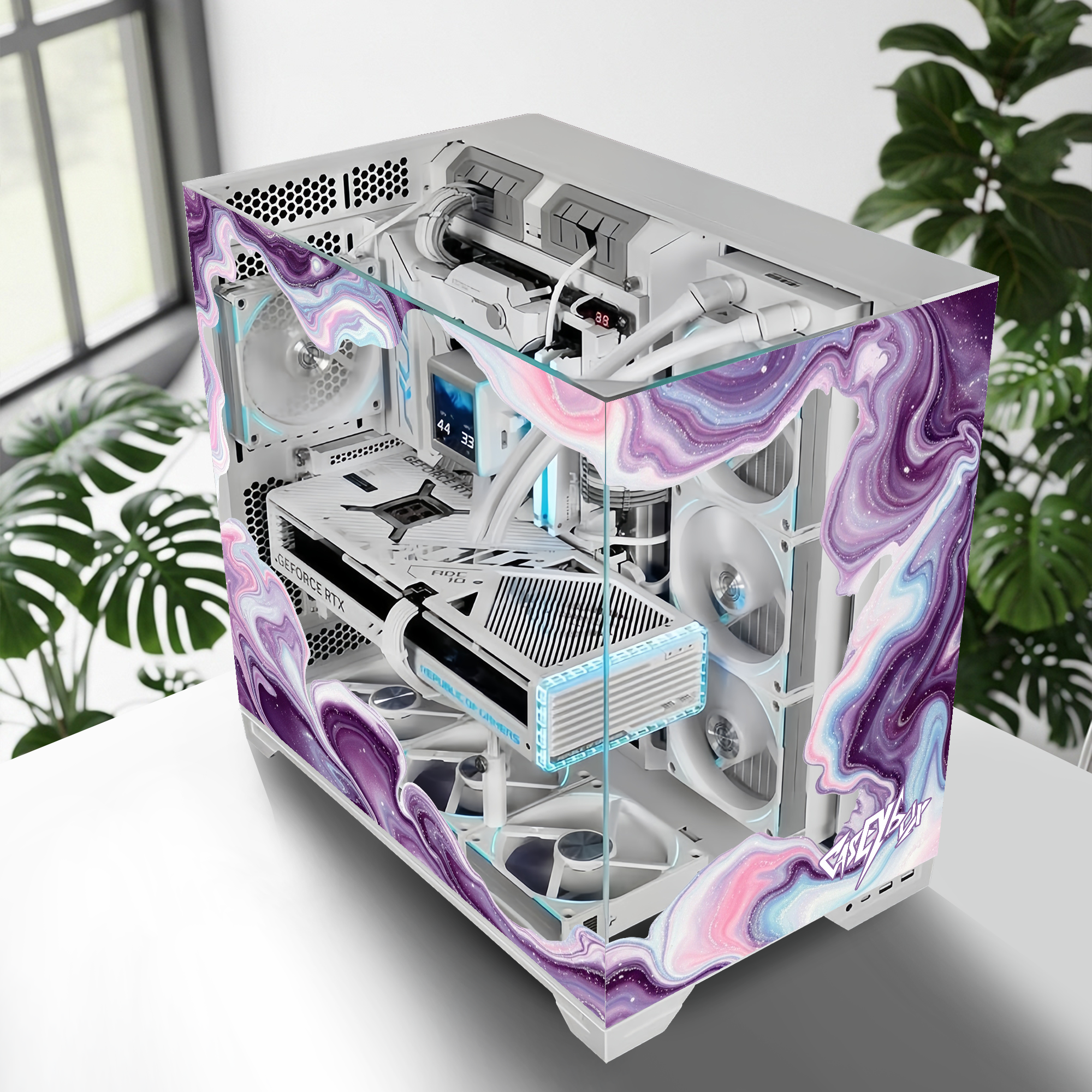 Mor Waves PC Kasa Sticker | Gaming PC İçin Özel Kasa Kaplaması | Bilgisayar Kasası İçin